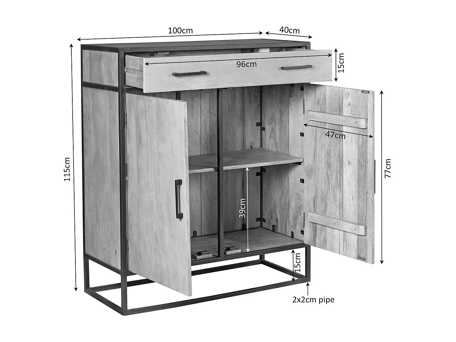 Petit meuble d'entrée en bois clair 2 portes RIVANO