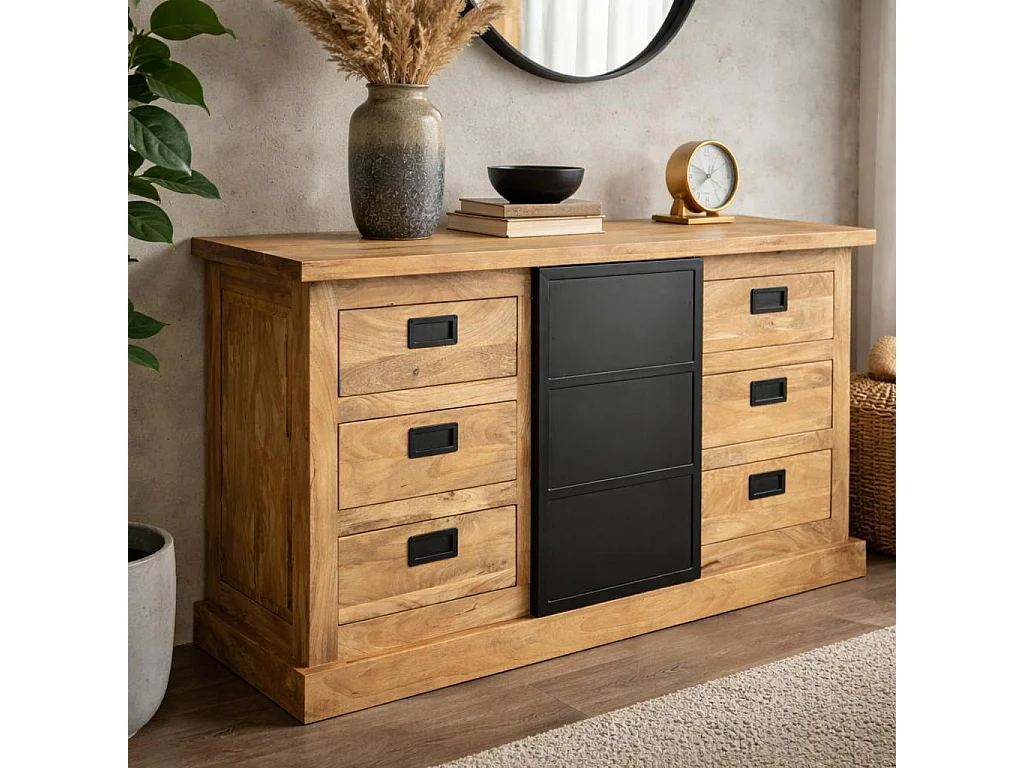 Buffet industriel moderne à porte coulissante 160 cm CEYLAN