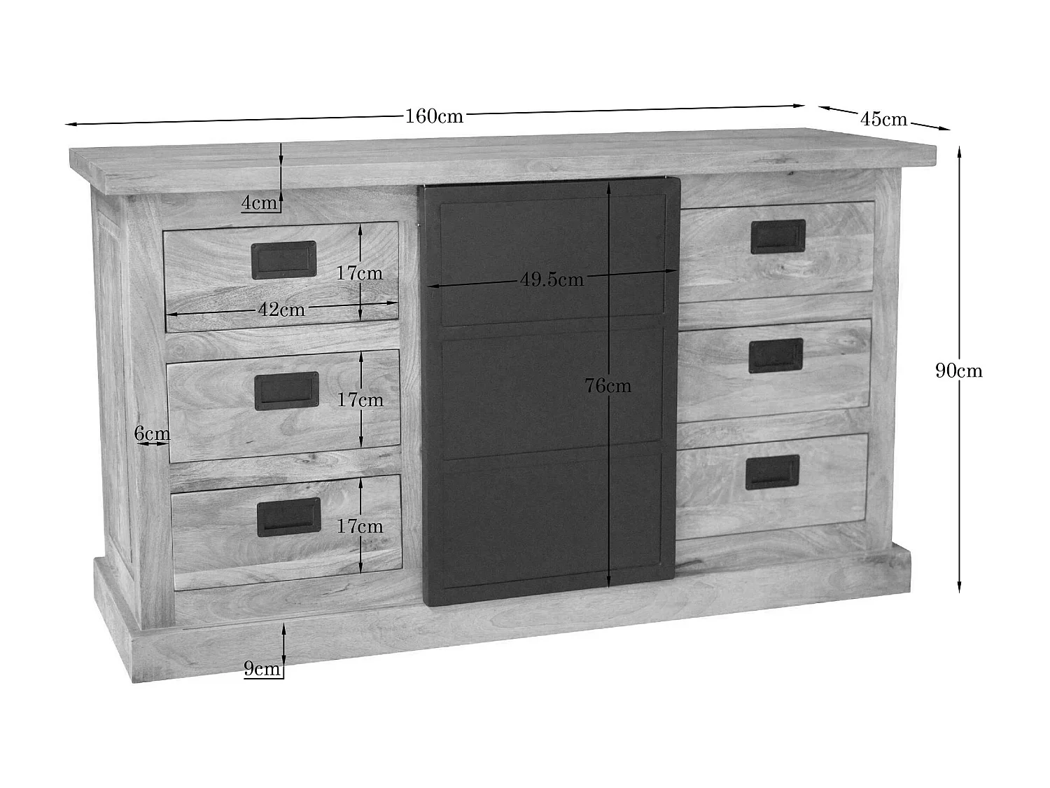 Buffet industriel moderne à porte coulissante 160 cm CEYLAN