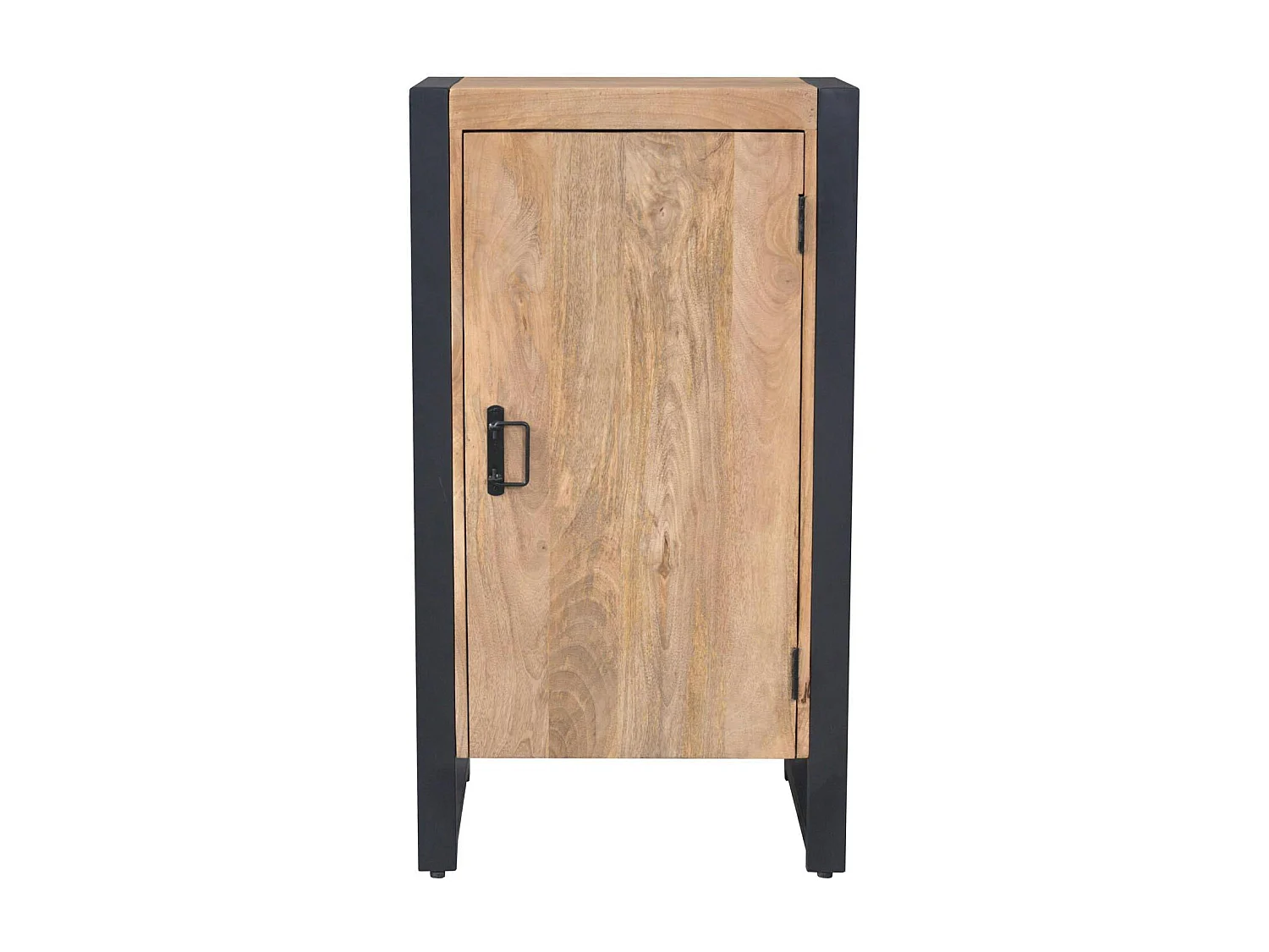 Petit meuble de rangement 1 porte bois clair métal noir MILORA