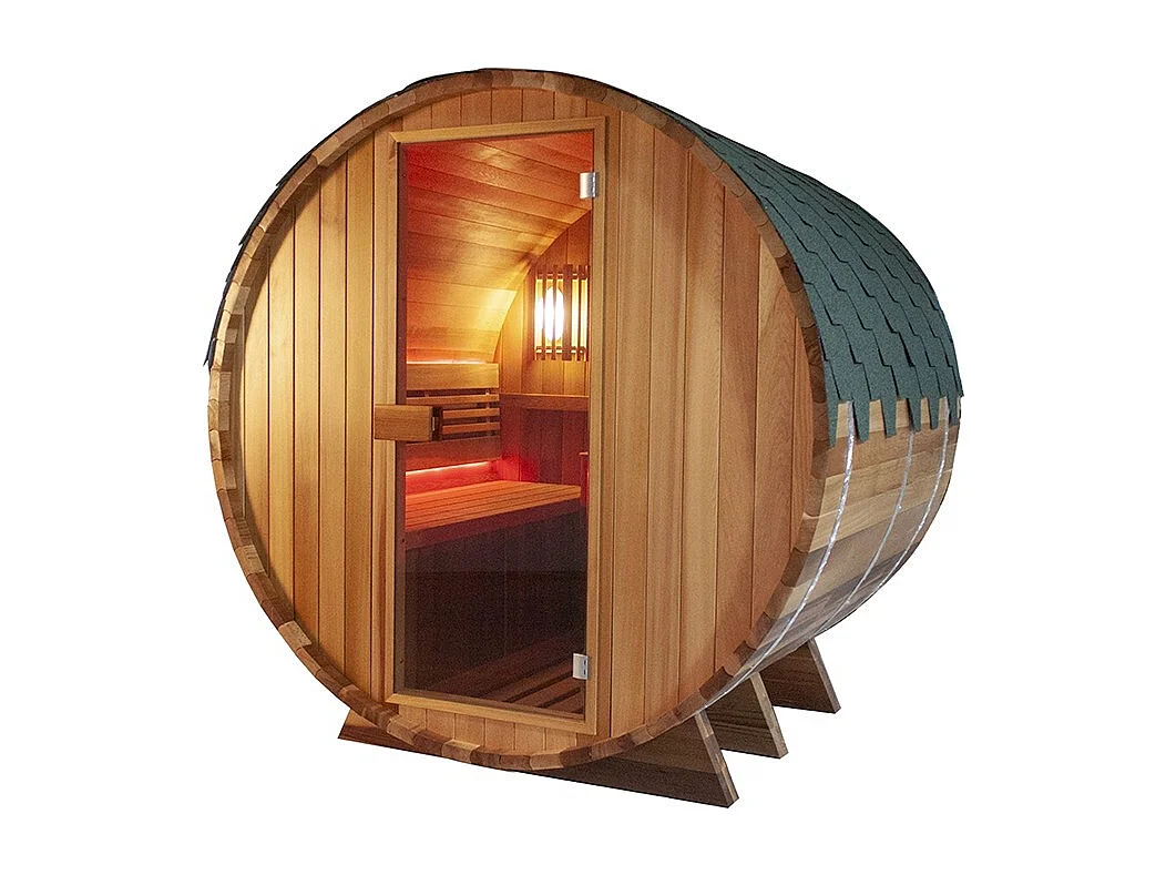 Sauna extérieur en Cèdre rouge Boreal® TRC - Tonneau Barrel 180 * 180