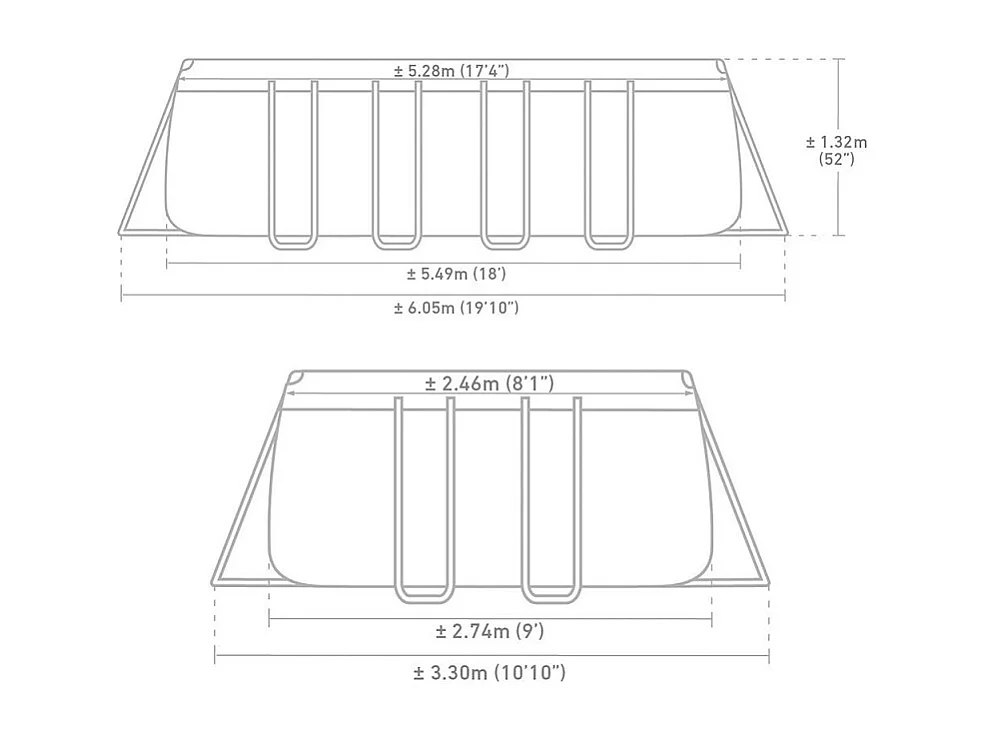 Piscine tubulaire rectangulaire Intex Ultra XTR 5,49 x 2,74 x 1,32 m