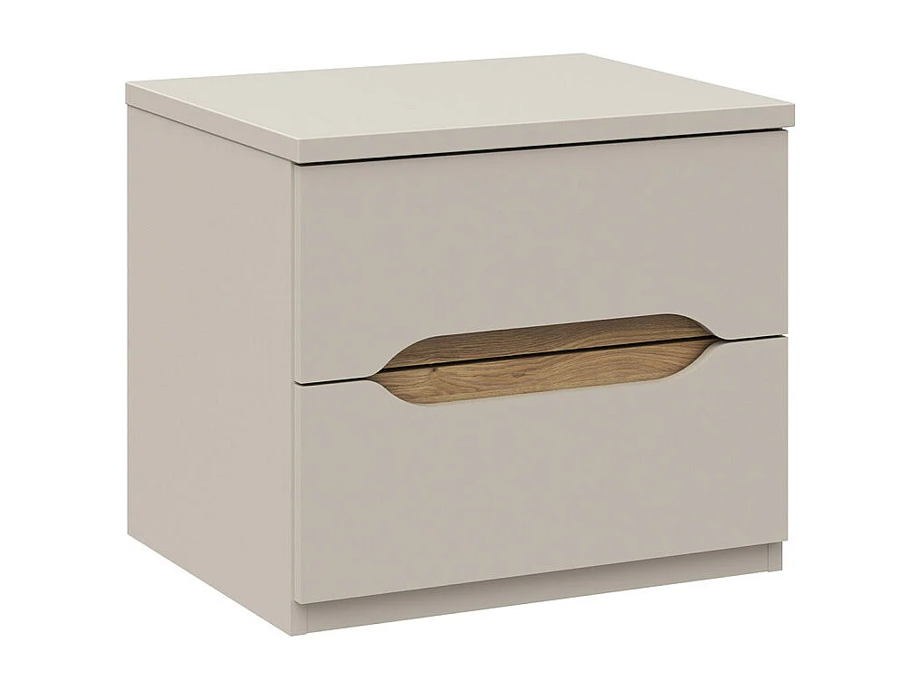 Table de chevet H. 44 cm 2 tiroirs décor chêne et sable mat - ROSALIE