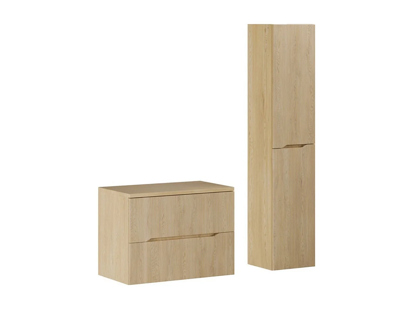 Ensemble de salle de bain suspendu NATURA 115cm : meuble sous vasque 80cm + plan pour vasque + colonne