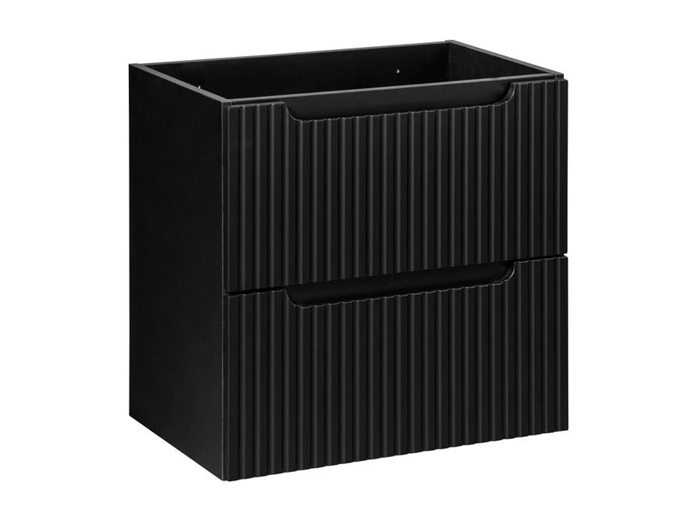 Ensemble VANO 170cm : meubles sous vasque avec niches visibles à tiroirs et placards + deux vasques à poser rainurées + colonne