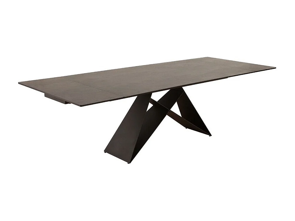 Table de salle à manger ATARA 180–260 cm – Plateau en céramique gris taupe et structure en métal noir