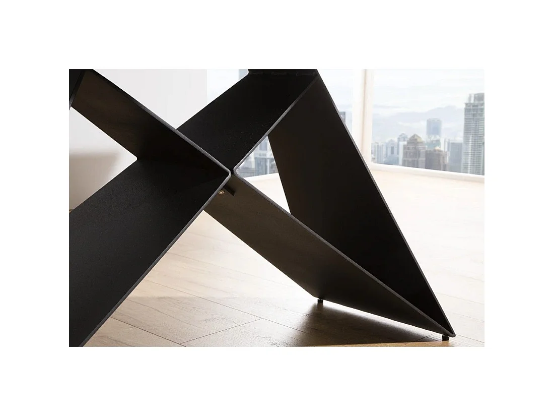 Mesa de comedor ATARA 180–260 cm – Tablero de cerámica gris topo y estructura de metal negro