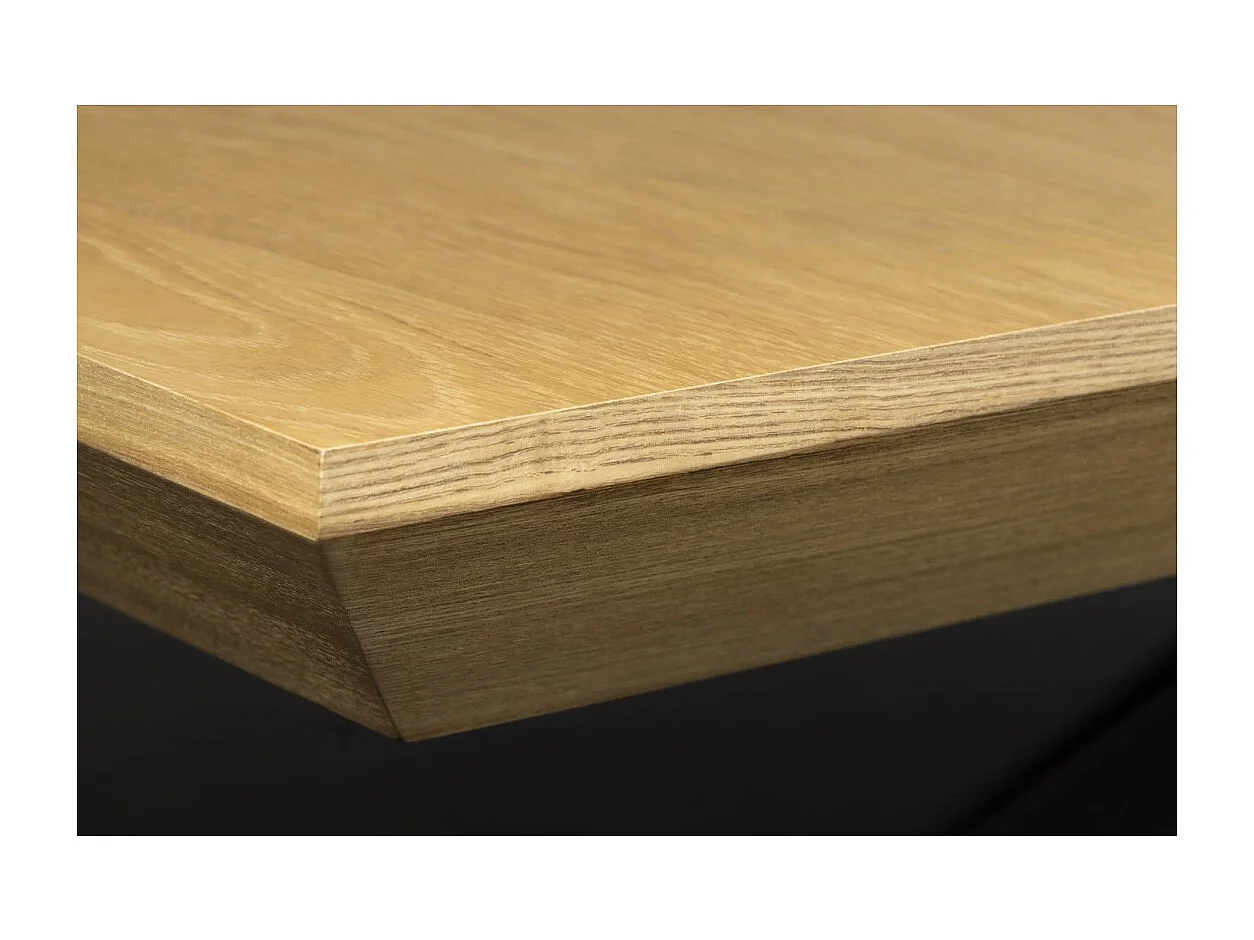 Table de salle à manger RADIAM – MDF plaqué noyer clair et métal – 200-320 cm – Extensible