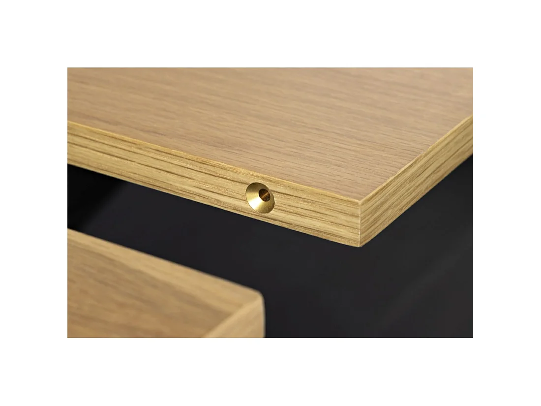 Eettafel RADIAM – MDF met licht notenhoutfineer en metaal – 200-320 cm – Uitschuifbaar