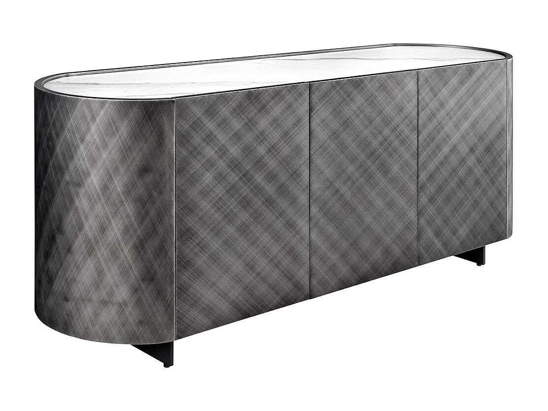 Buffet 150 cm 3 Türen 1 Schublade grau und weißer Marmor – Kollektion MILANO