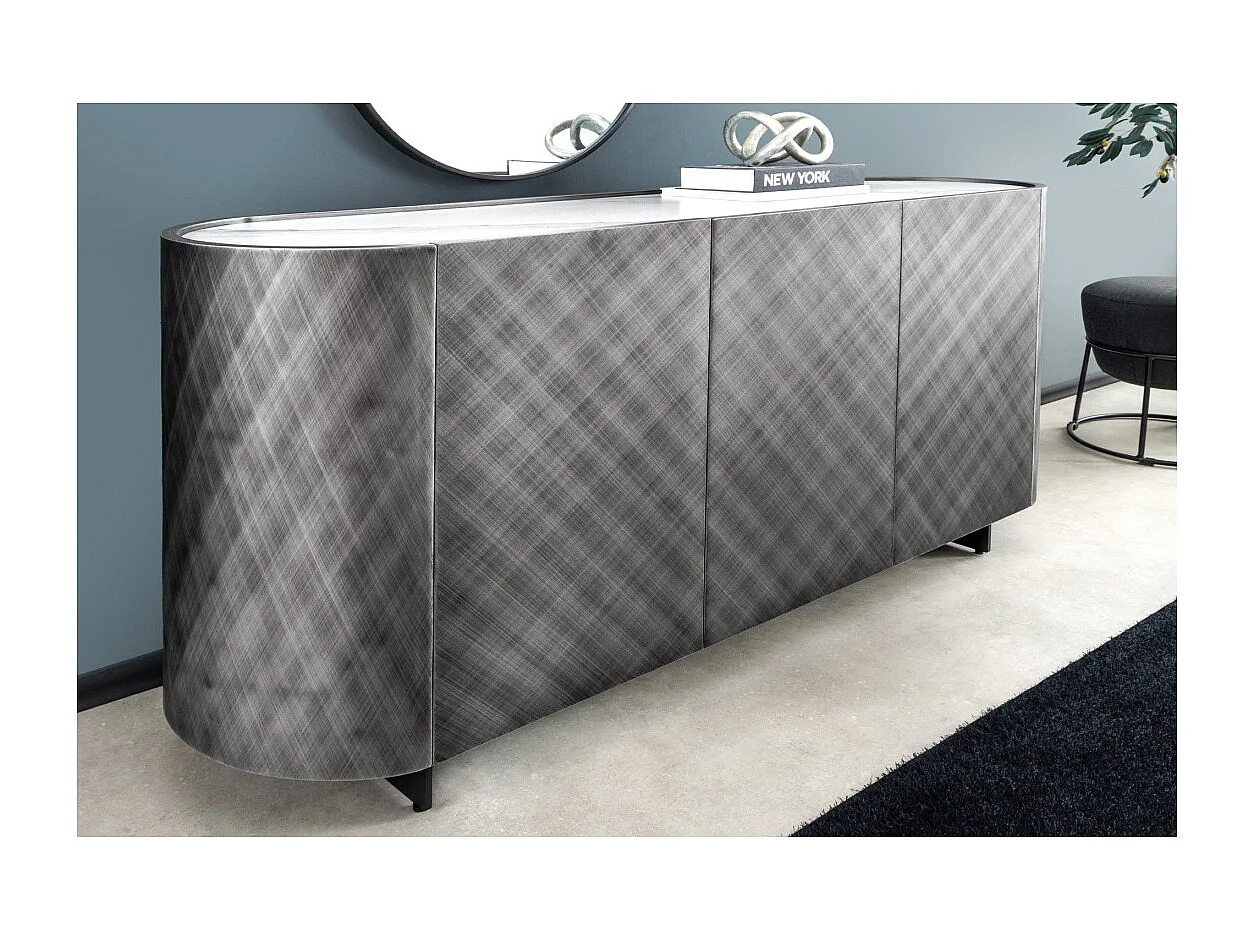 Buffet 150 cm 3 Türen 1 Schublade grau und weißer Marmor – Kollektion MILANO