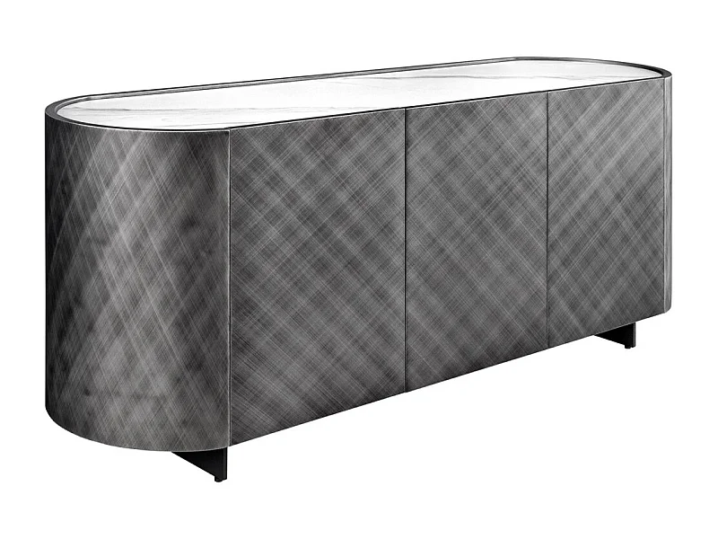 Buffet 150 cm 3 Türen 1 Schublade grau und weißer Marmor – Kollektion MILANO