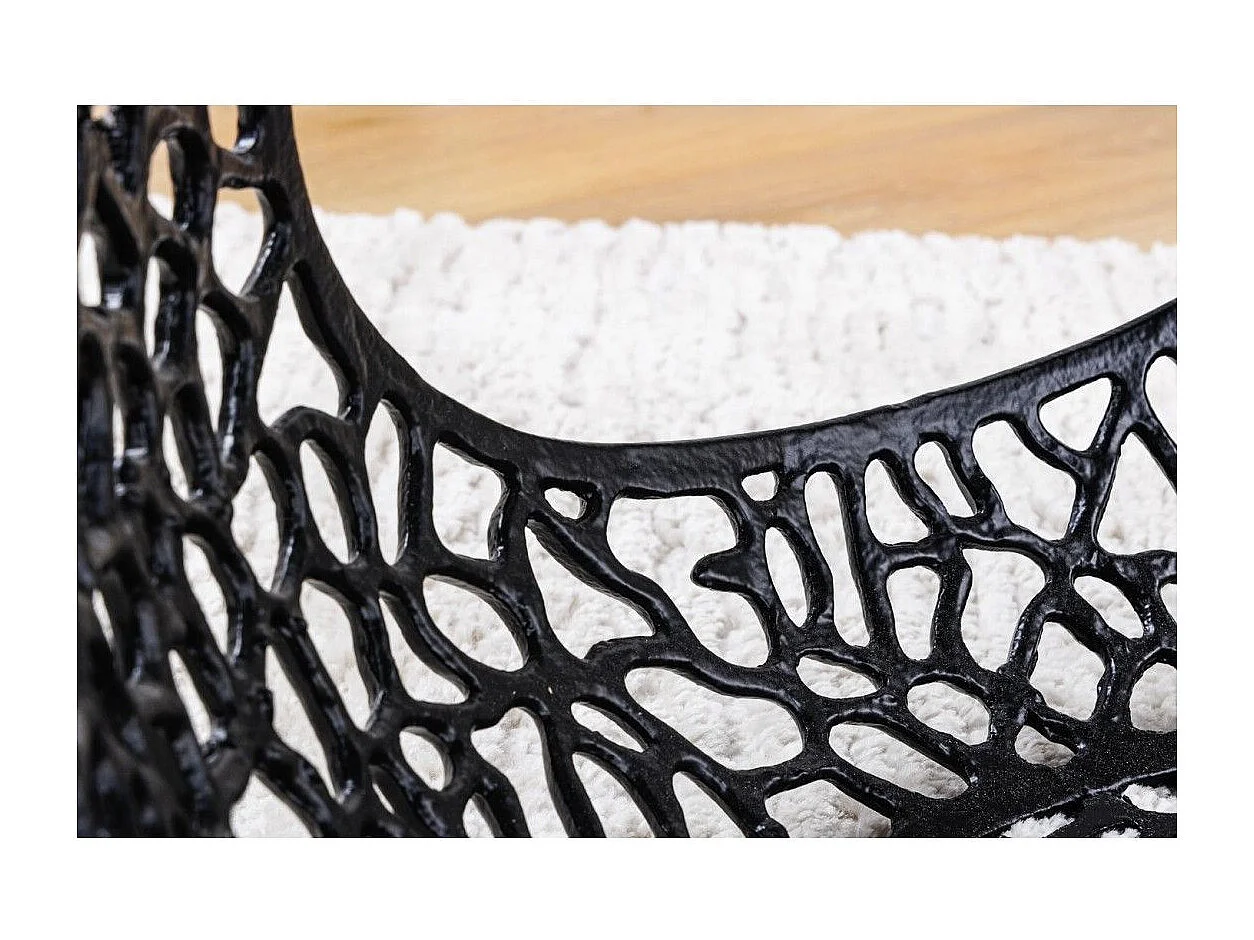 Table basse METRIX ronde 74 cm noire avec plateau en verre trempé – Table basse design avec niches ouvertes