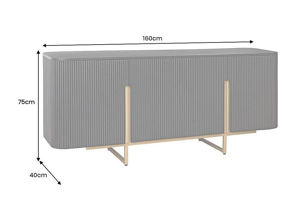 Buffet 160 cm 4 deuren zwart en goud - Collectie ORION