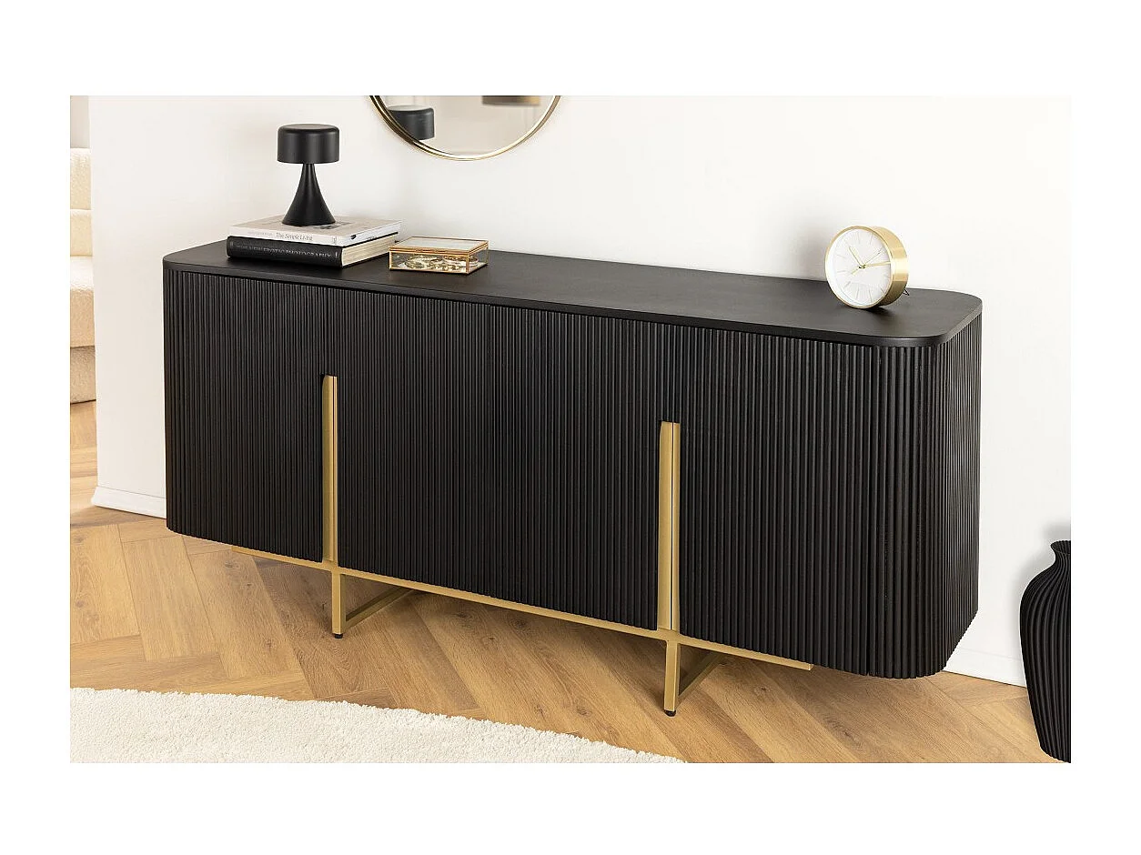 Buffet 160 cm 4 deuren zwart en goud - Collectie ORION