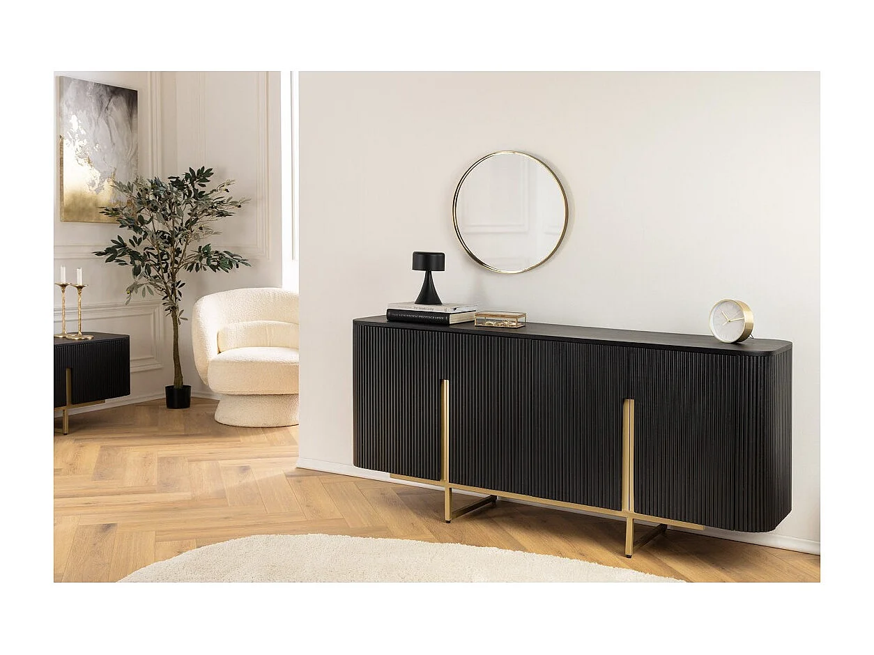 Buffet 160 cm 4 deuren zwart en goud - Collectie ORION