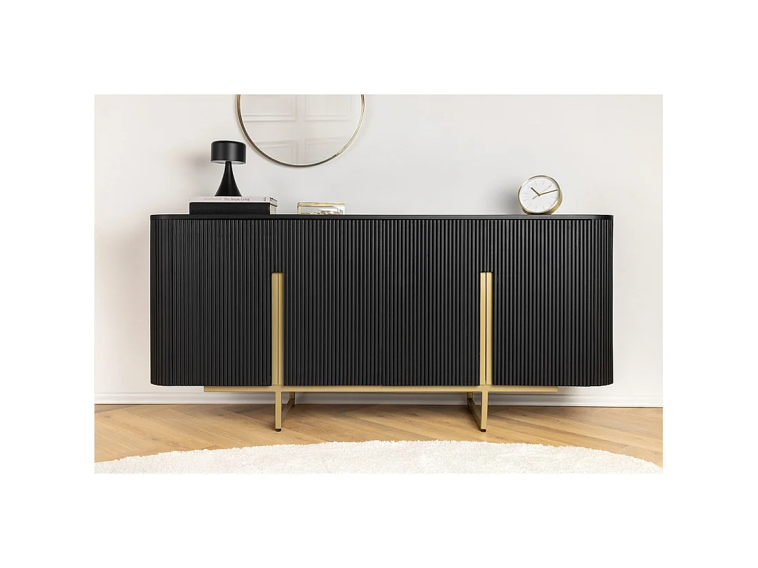 Buffet 160 cm 4 deuren zwart en goud - Collectie ORION