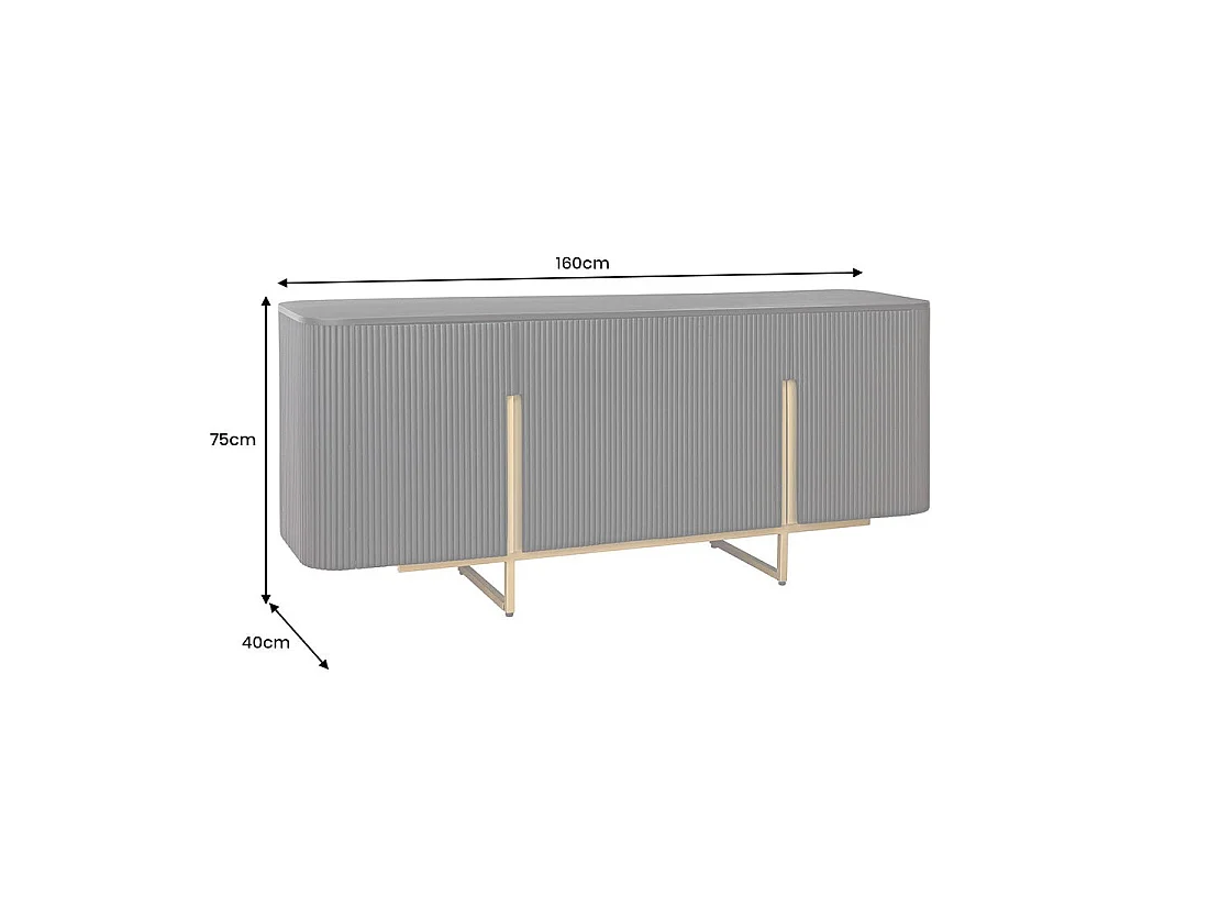 Buffet 160 cm 4 deuren zwart en goud - Collectie ORION