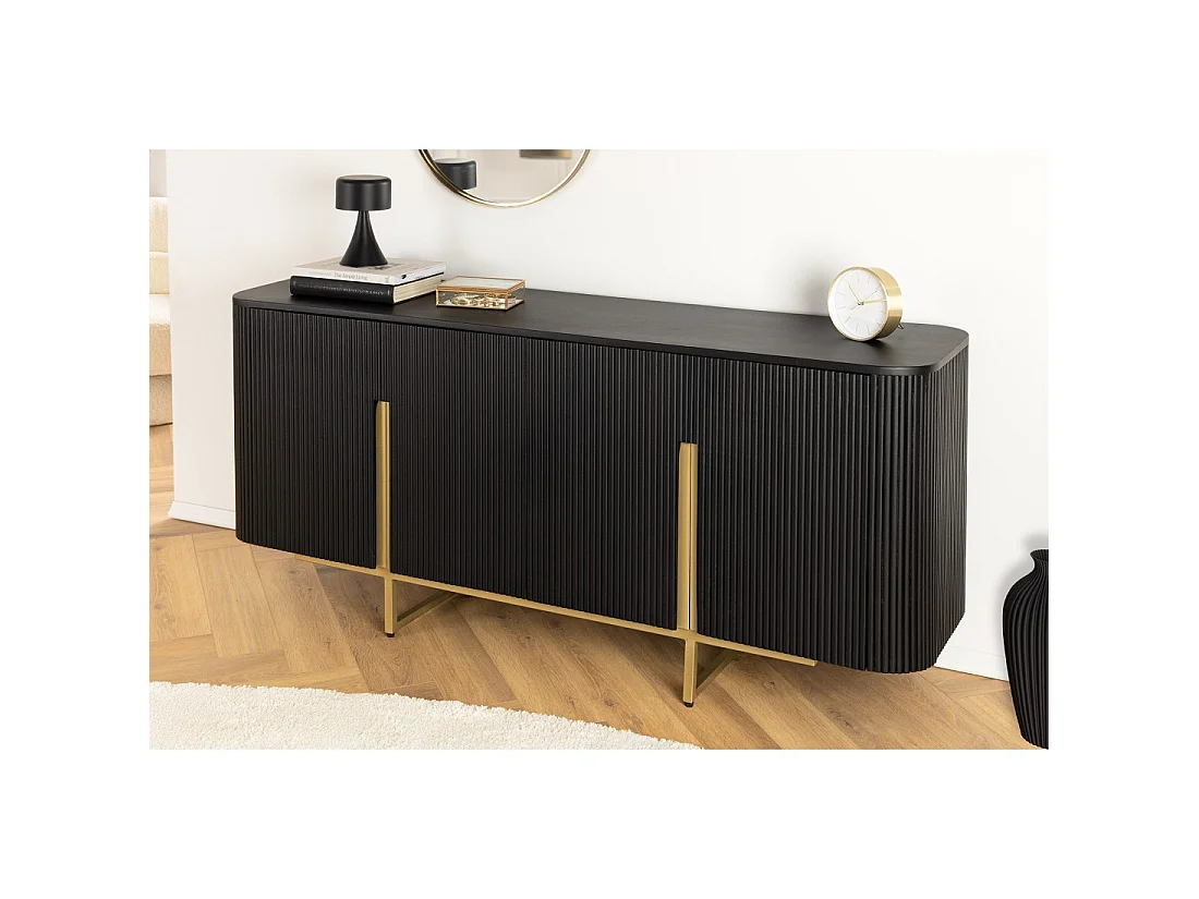 Buffet 160 cm 4 deuren zwart en goud - Collectie ORION