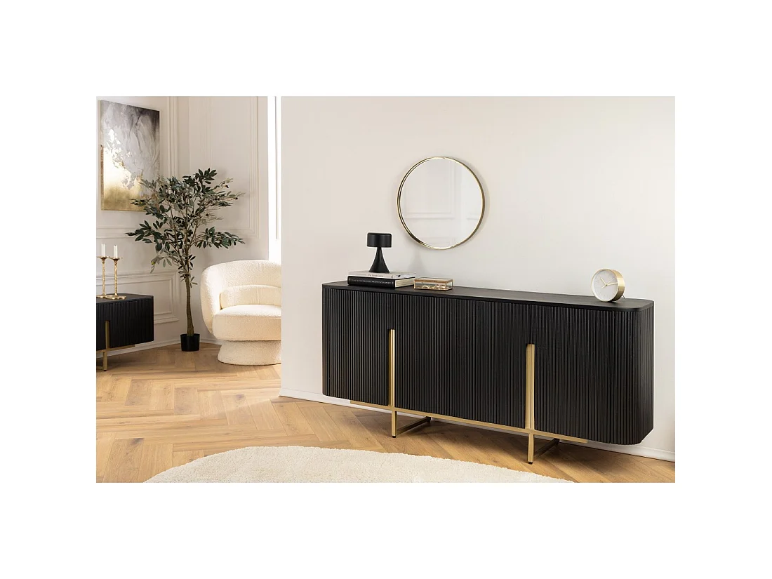 Buffet 160 cm 4 deuren zwart en goud - Collectie ORION