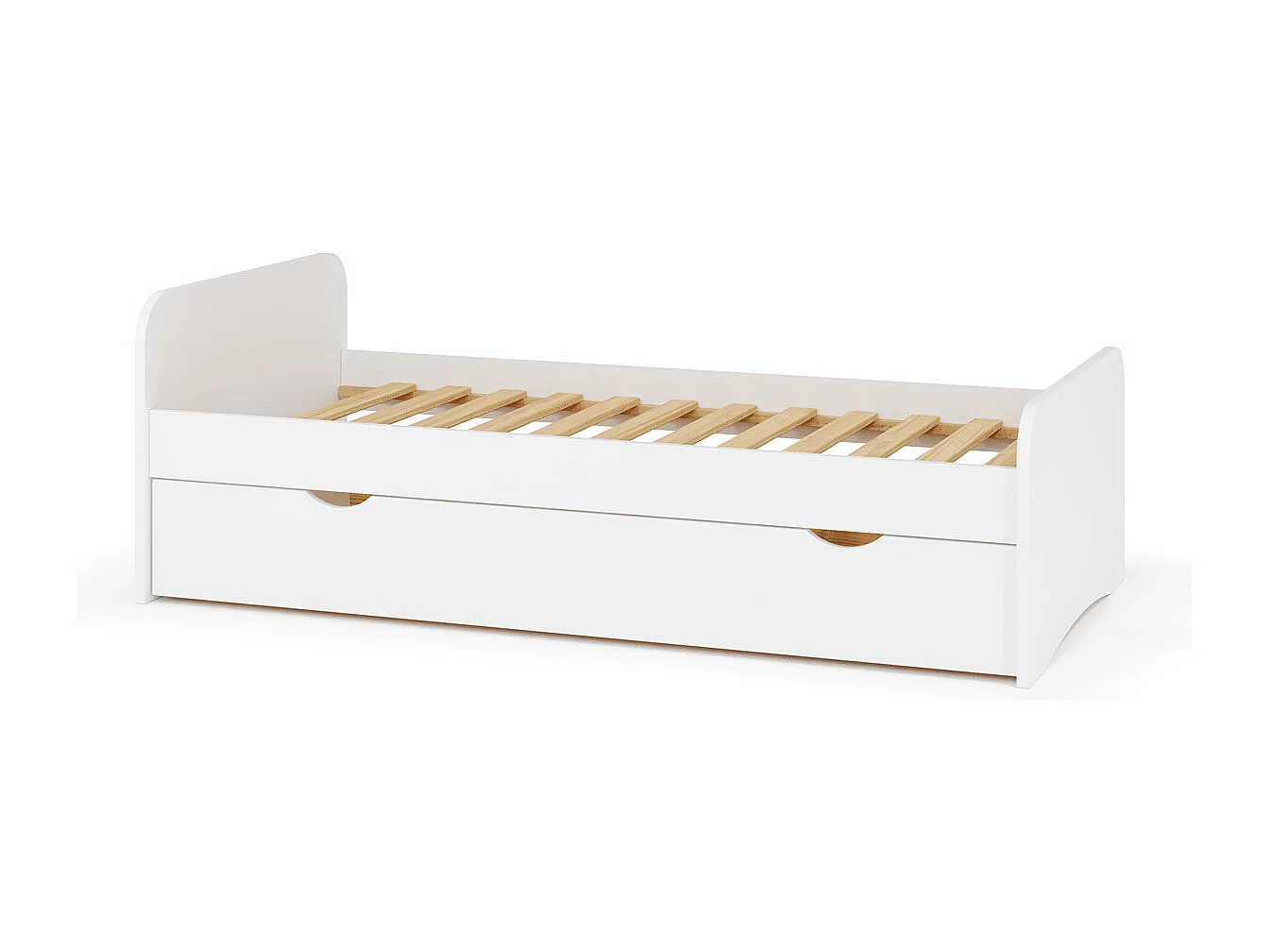 Lit gigogne 90x200 cm bois massif blanc TALIA