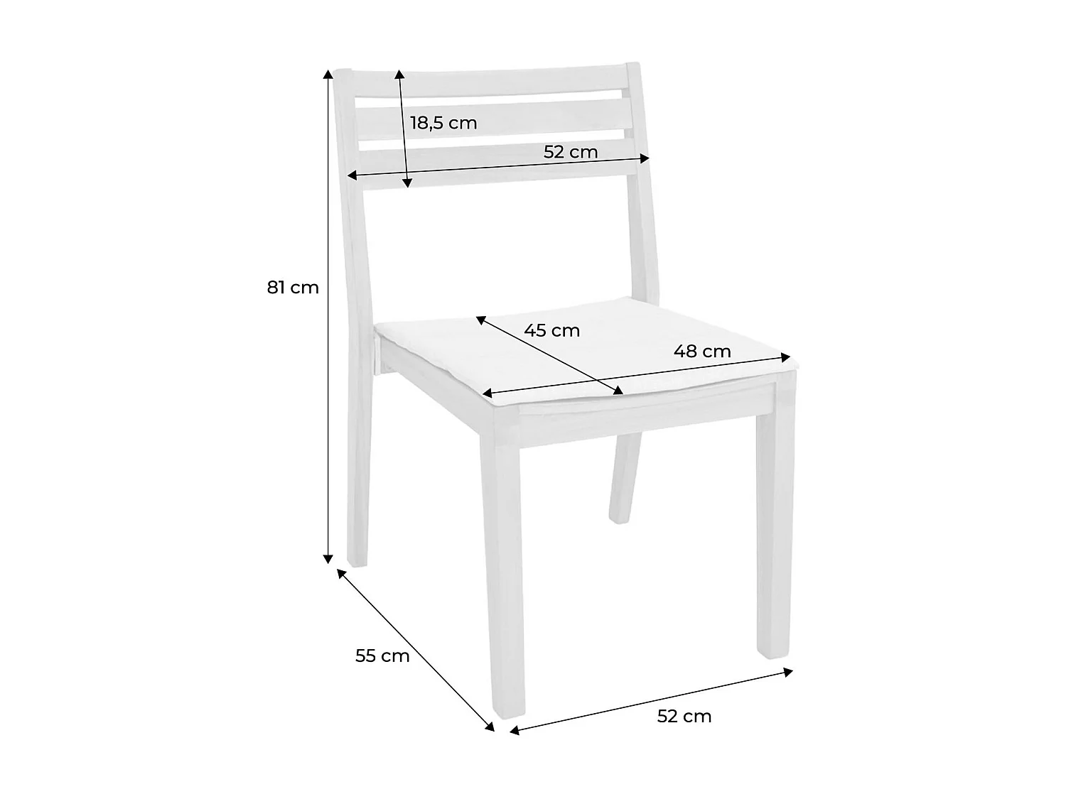 Set 4 sedie da giardino in legno di acacia con cuscino, beige