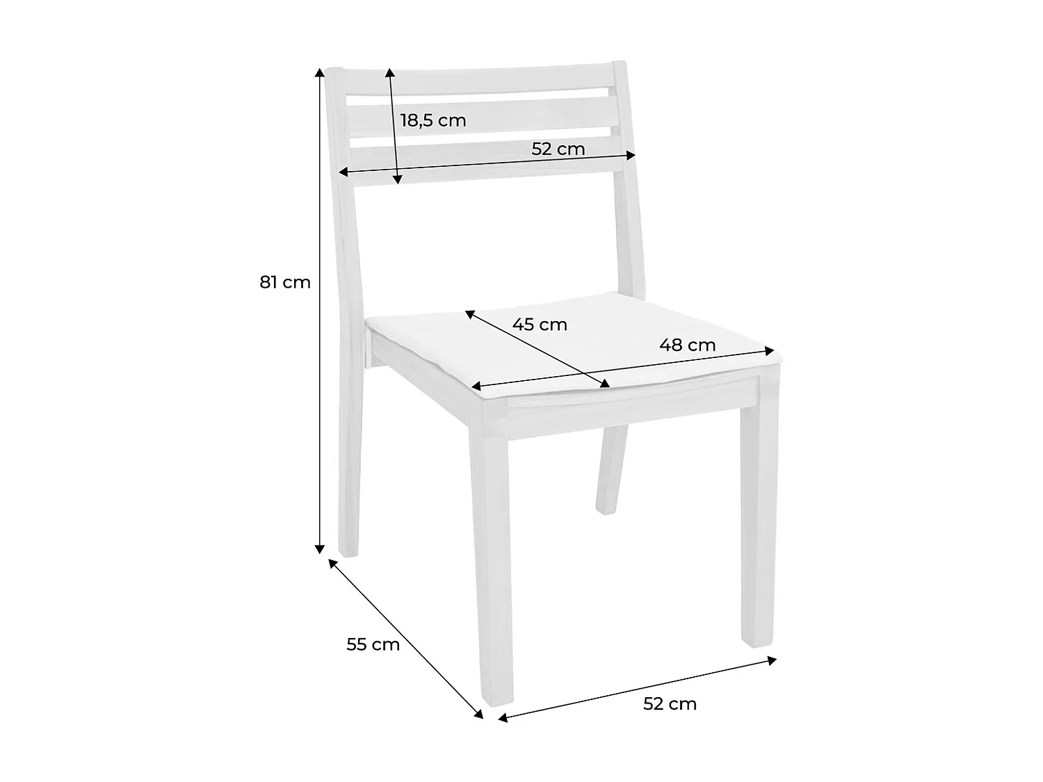 Set 4 sedie da giardino in legno di acacia con cuscino, beige