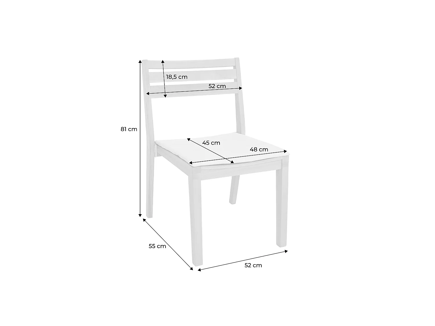 Set 4 sedie impilabili in legno di acacia con cuscino, beige