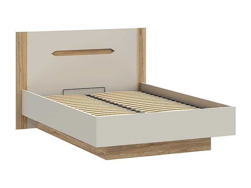 Lit coffre 140 x 200 décor chêne et sable mat avec sommier - ROSALIE