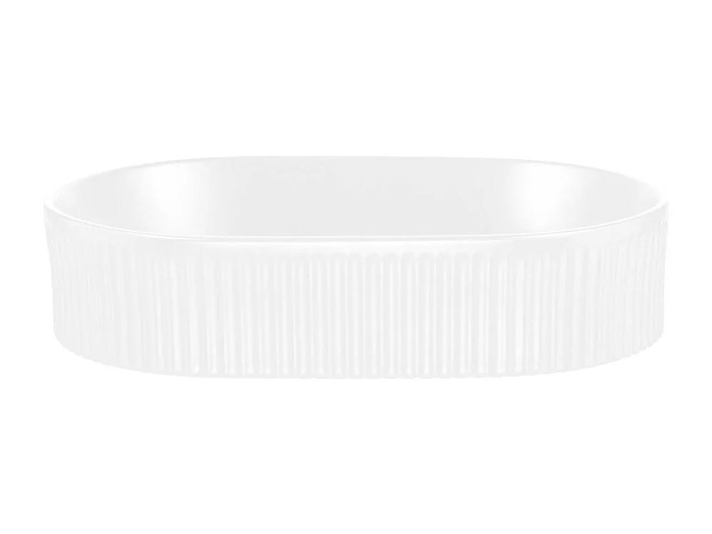 Ensemble de salle de bain VANO 60cm : meuble sous vasque à placards + plan pour vasque + vasque à poser rainurées verticalement