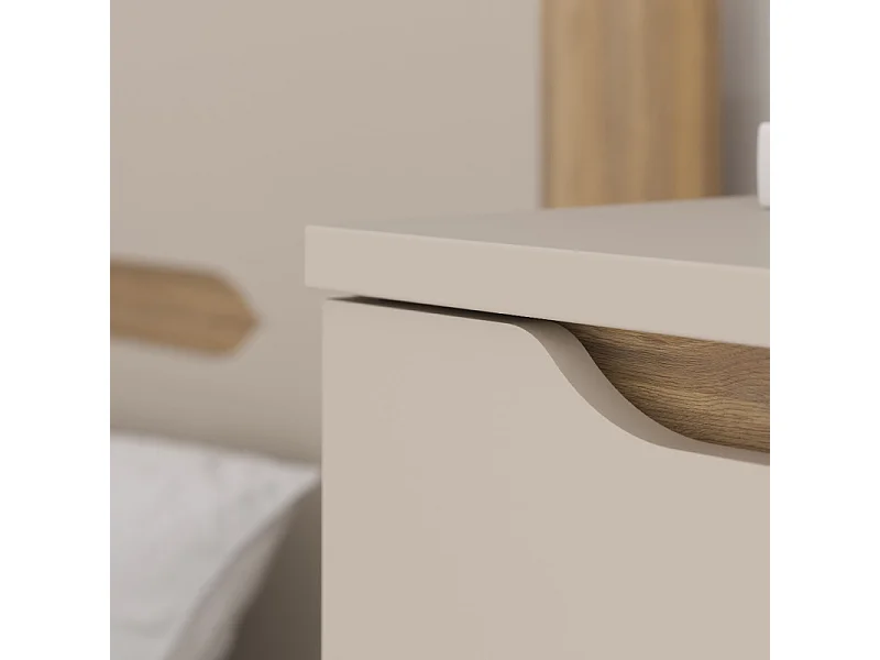 Lit coffre 160 x 200 décor chêne et sable mat avec sommier - ROSALIE