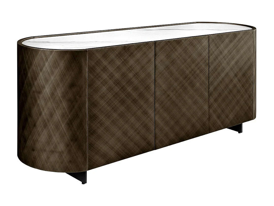 Buffet 150 cm 3 portes 1 tiroir bronze et marbre blanc – Collection MILANO