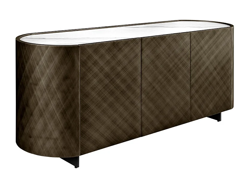 Buffet 150 cm 3 portes 1 tiroir bronze et marbre blanc – Collection MILANO