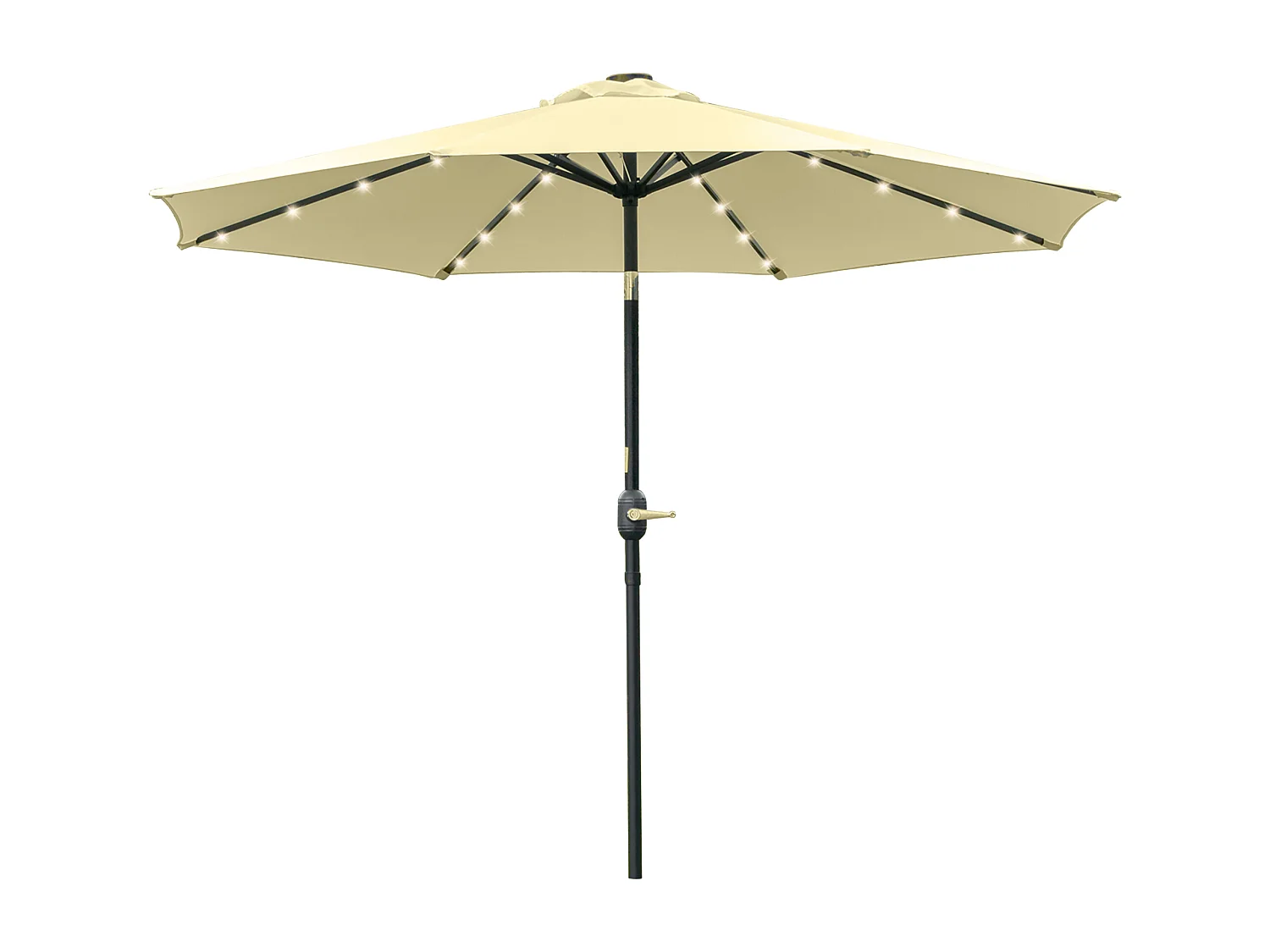 Ombrellone da giardino con 32 luci led solari e manovella beige