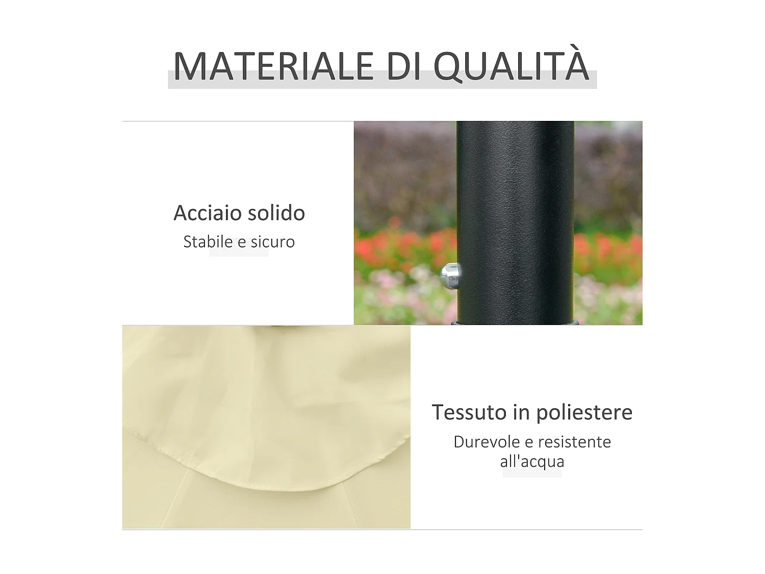 Ombrellone da giardino con 32 luci led solari e manovella beige