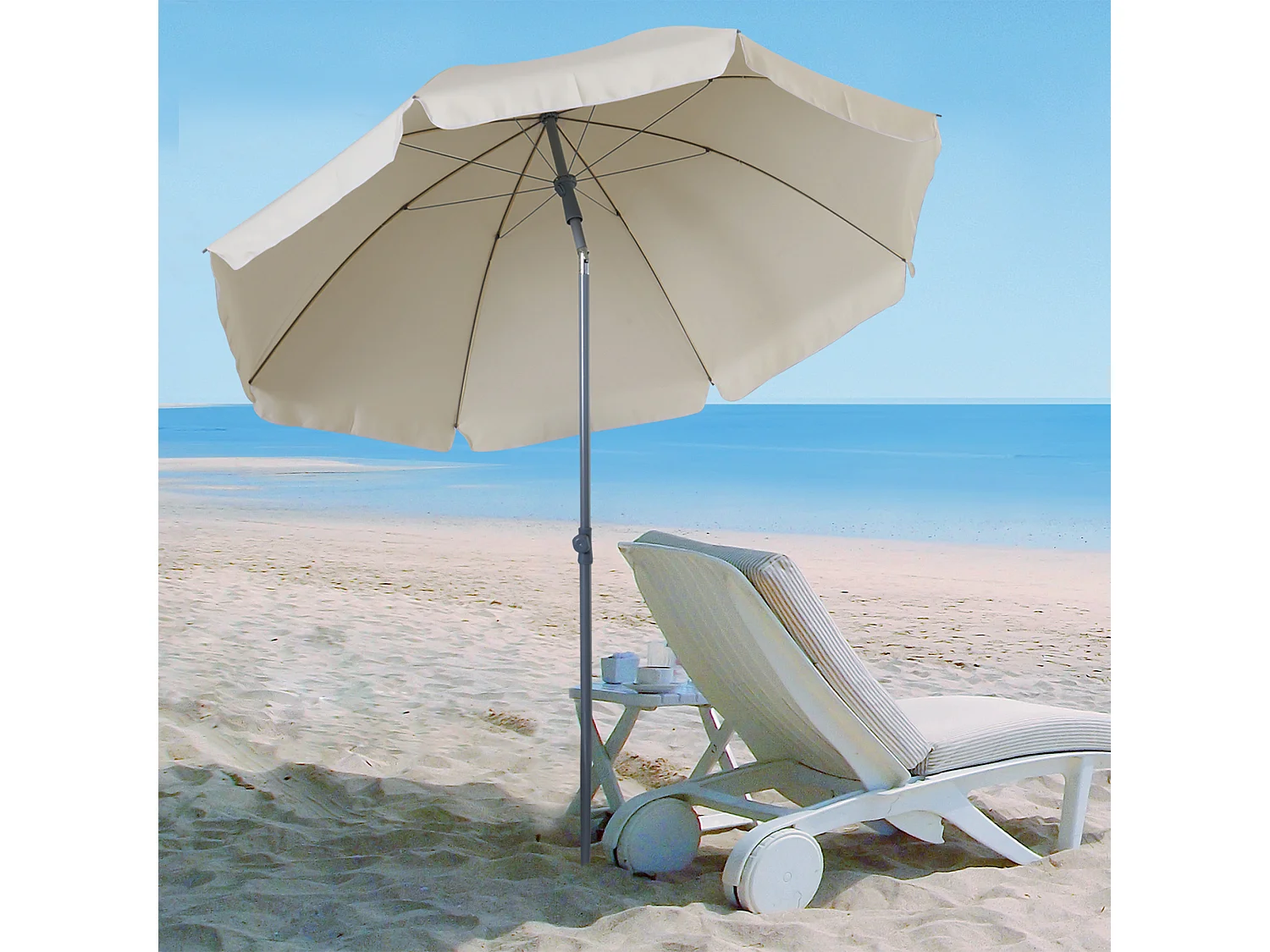 Ombrellone da esterno 2x2.3 m con tettuccio inclinabile crema