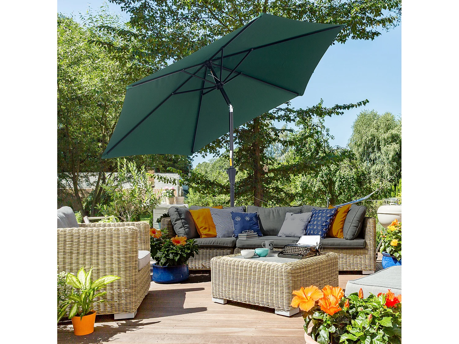 Ombrellone da giardino con apertura a manovella 2.6x2.4 m