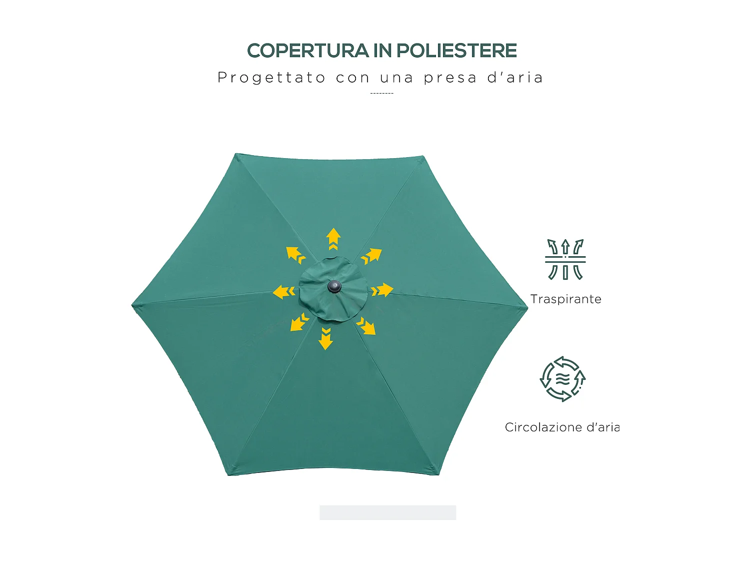 Ombrellone da giardino con apertura a manovella 2.6x2.4 m