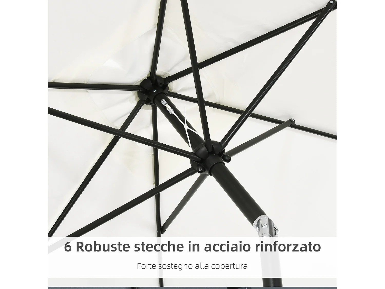 Ombrellone rettangolare 2x3 m pieghevole con manovella bianco crema