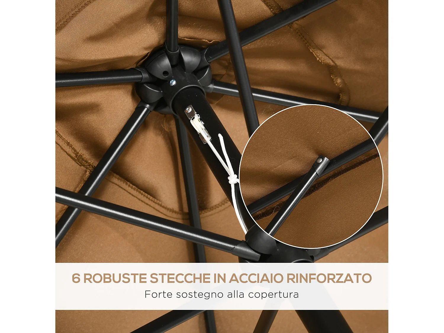 Ombrellone da giardino rettangolare con angolo inclinabile caffè