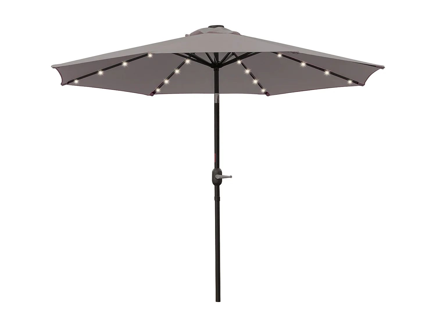 Ombrellone da giardino con 32 luci led solari e manovella grigio