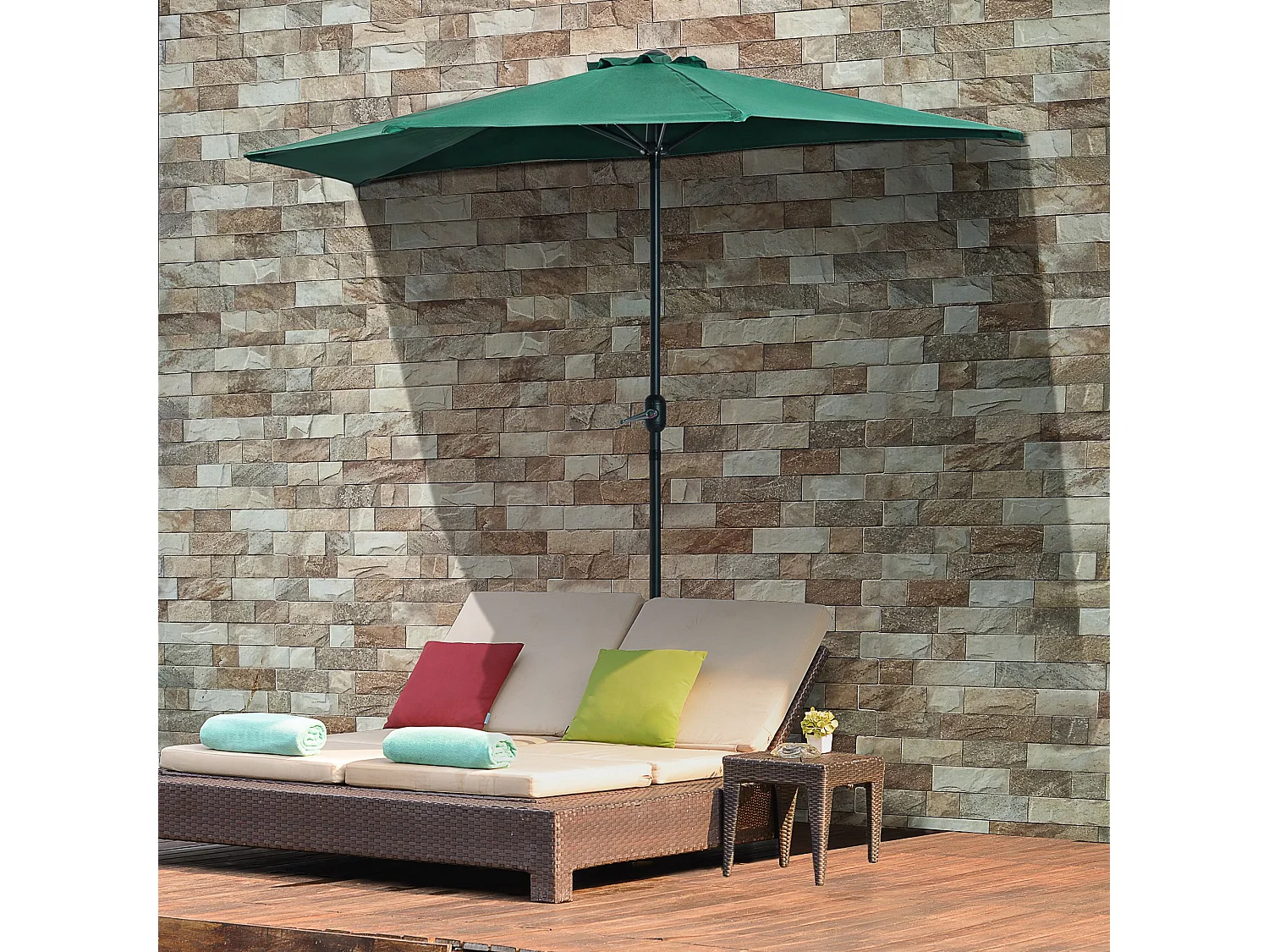 Ombrellone semicircolare con apertura a manovella 2.7x2.4 m