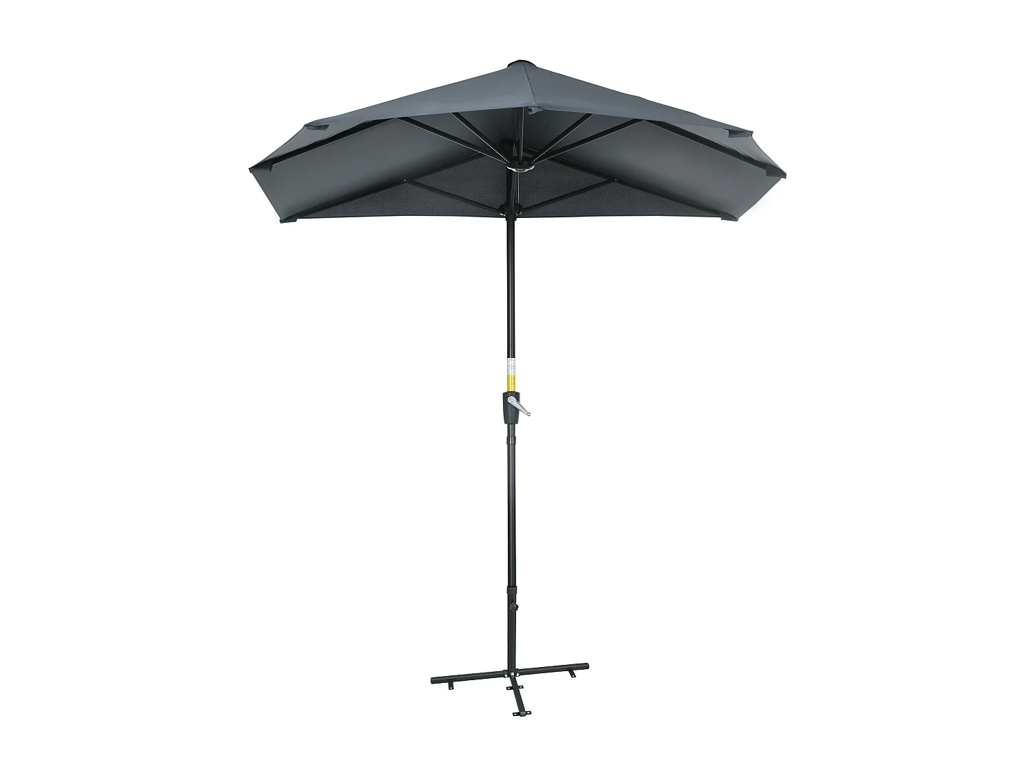 Ombrellone semicircolare con manovella e telo anti uv grigio