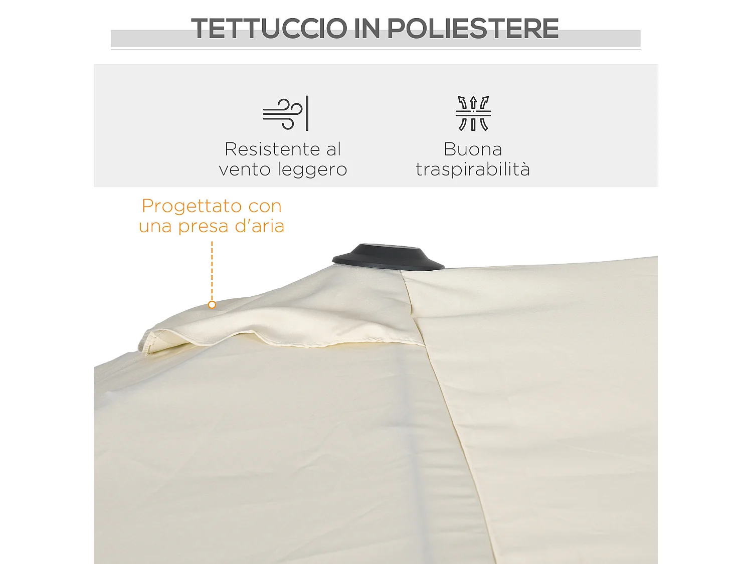 Ombrellone doppio inclinabile e regolabile in altezza color crema