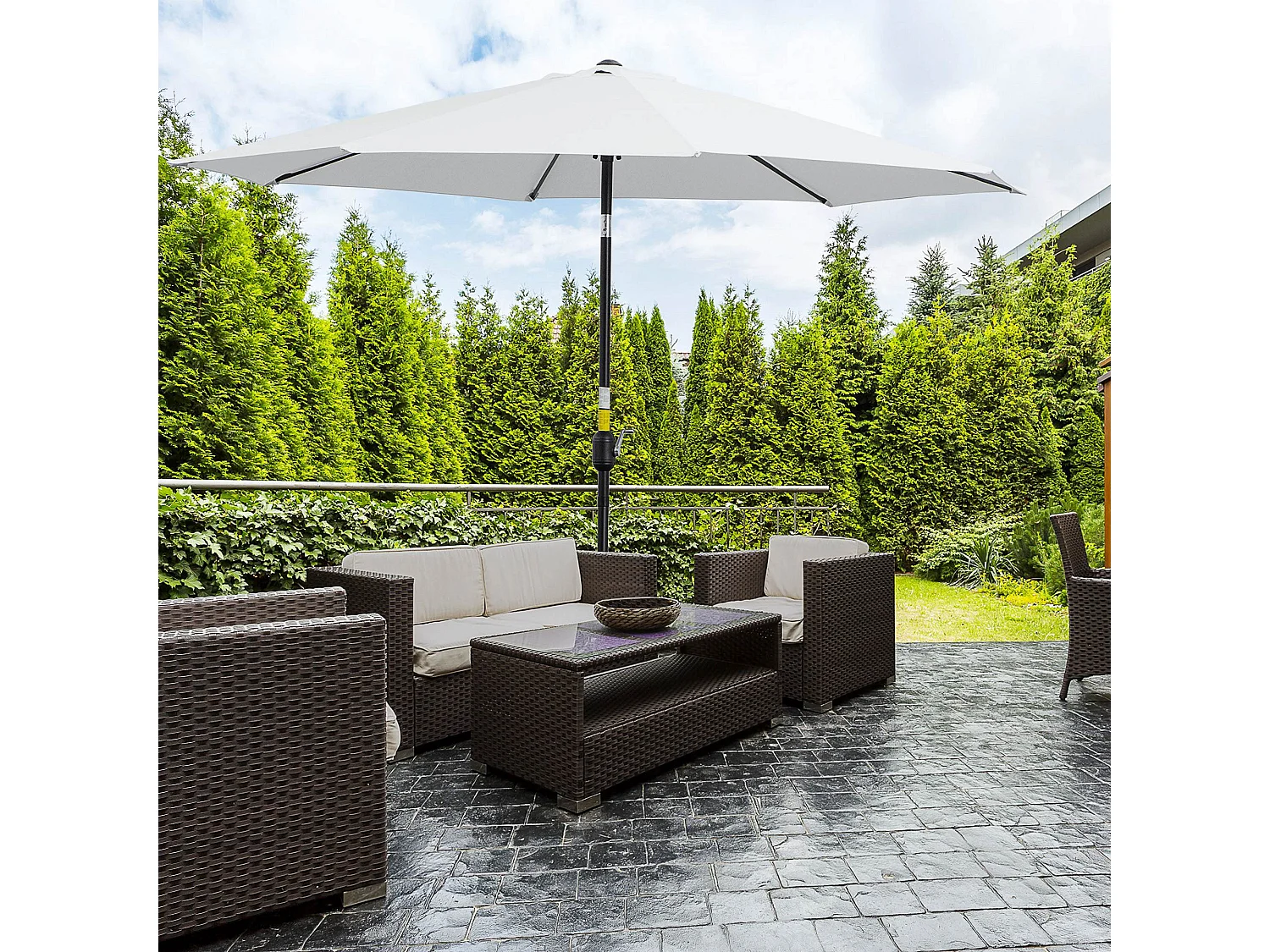 Ombrellone da giardino 3x2.5 m in metallo e poliestere bianco