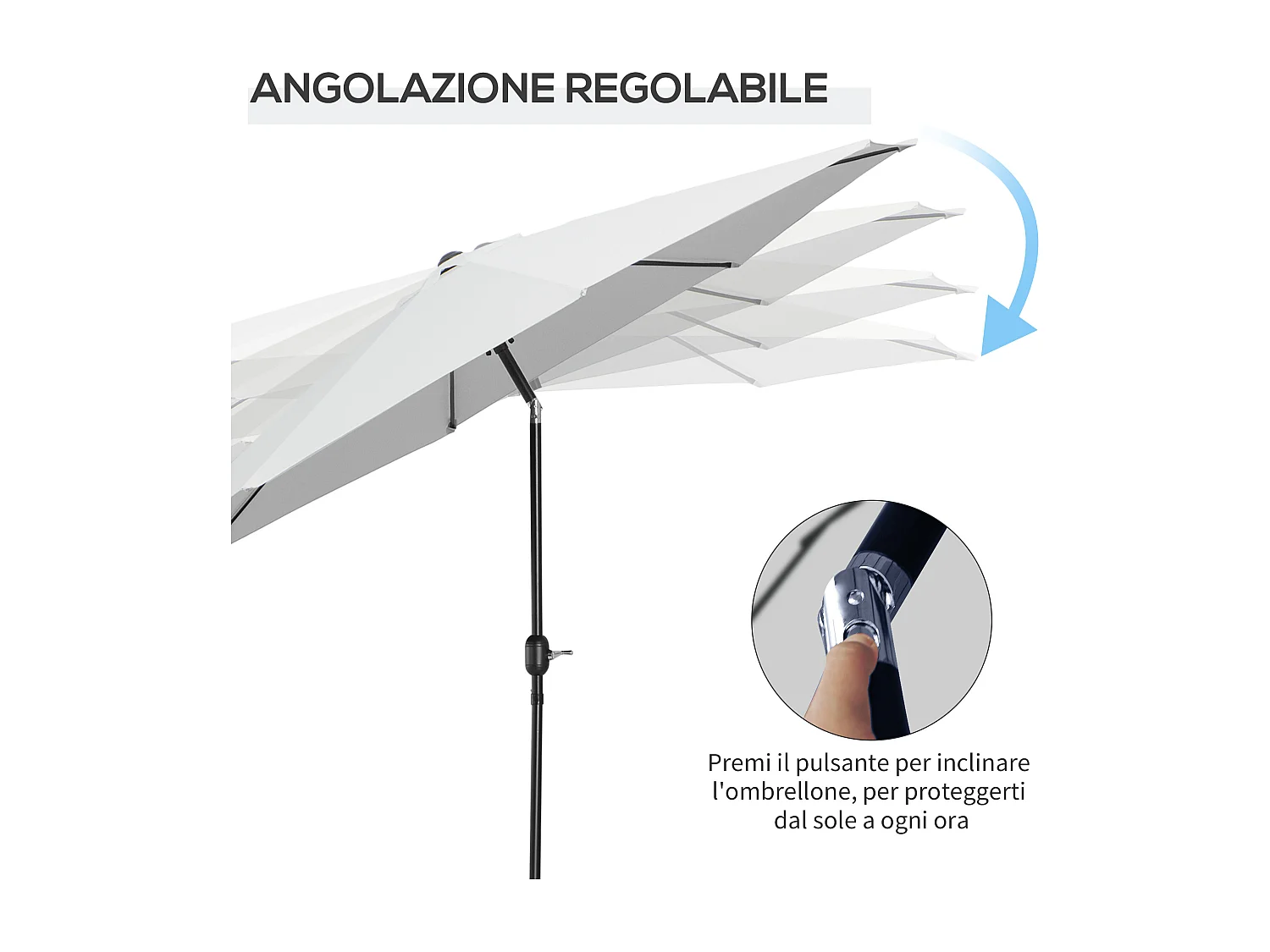 Ombrellone da giardino 3x2.5 m in metallo e poliestere bianco