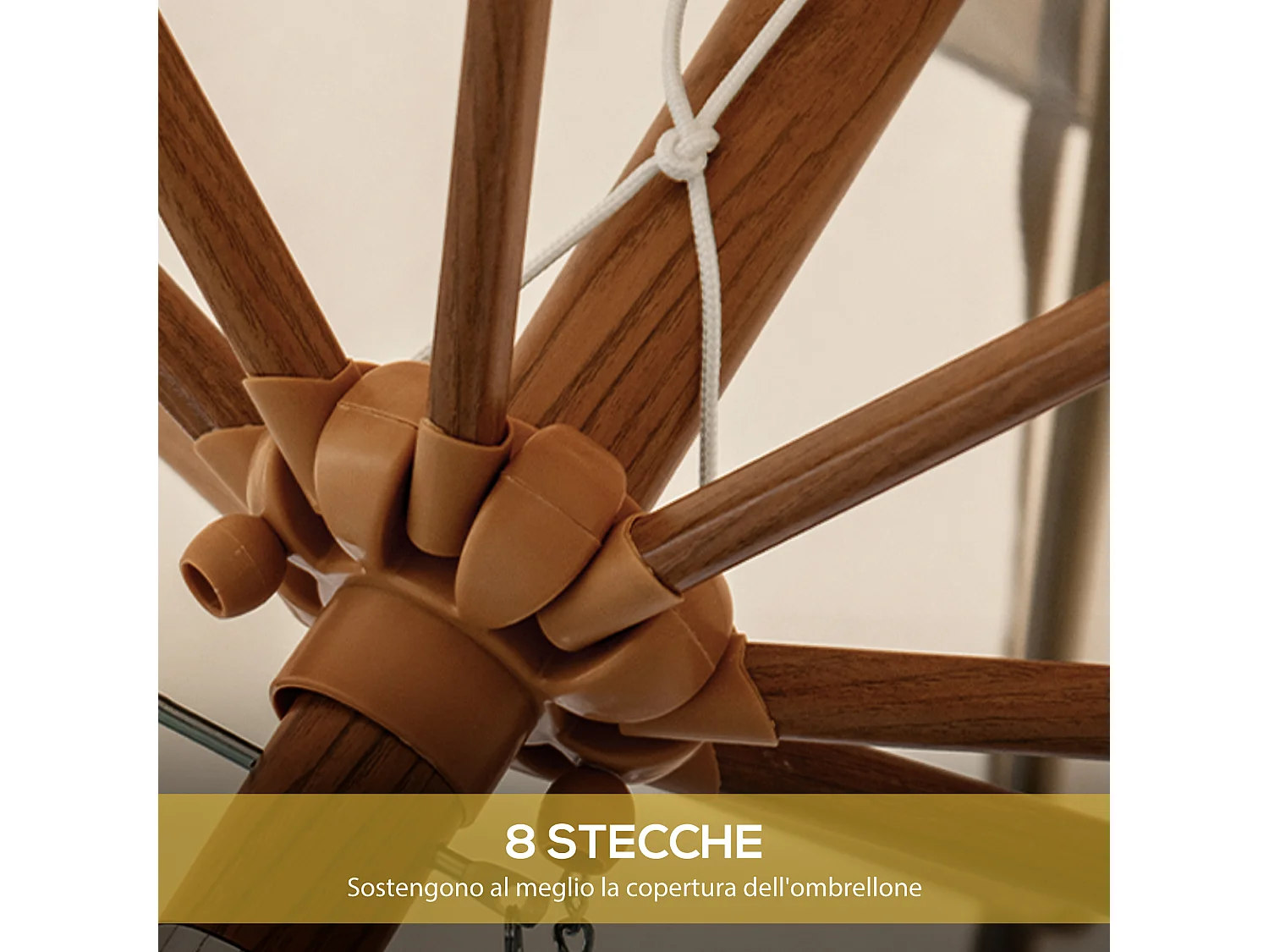 Ombrellone da giardino a manovella e inclinabile 2.7x2.4 m crema