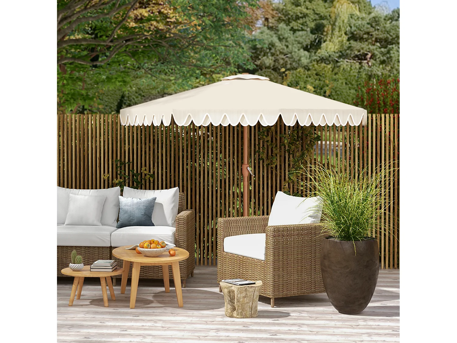 Ombrellone da giardino a manovella e inclinabile 2.7x2.4 m crema