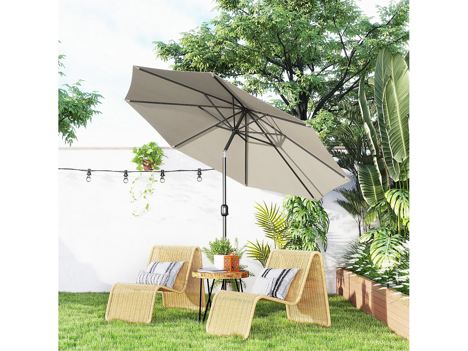 Ombrellone da giardino 3x2.50 m inclinabile grigio chiaro