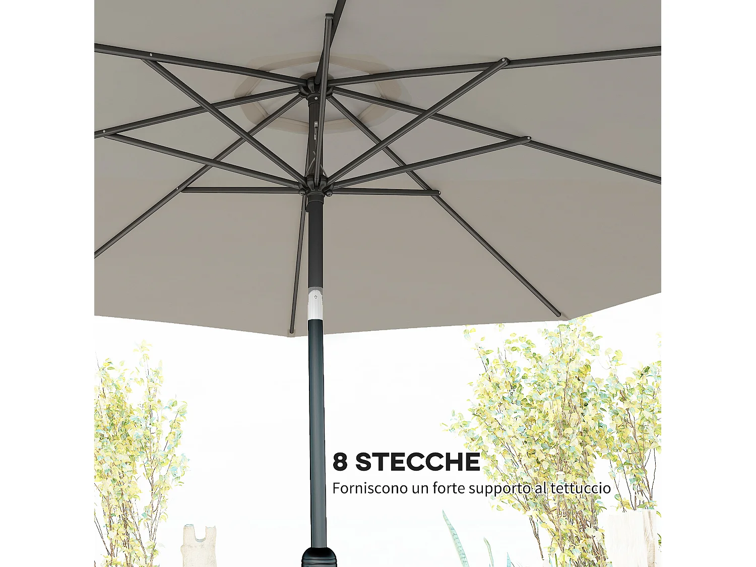 Ombrellone da giardino 3x2.50 m inclinabile grigio chiaro